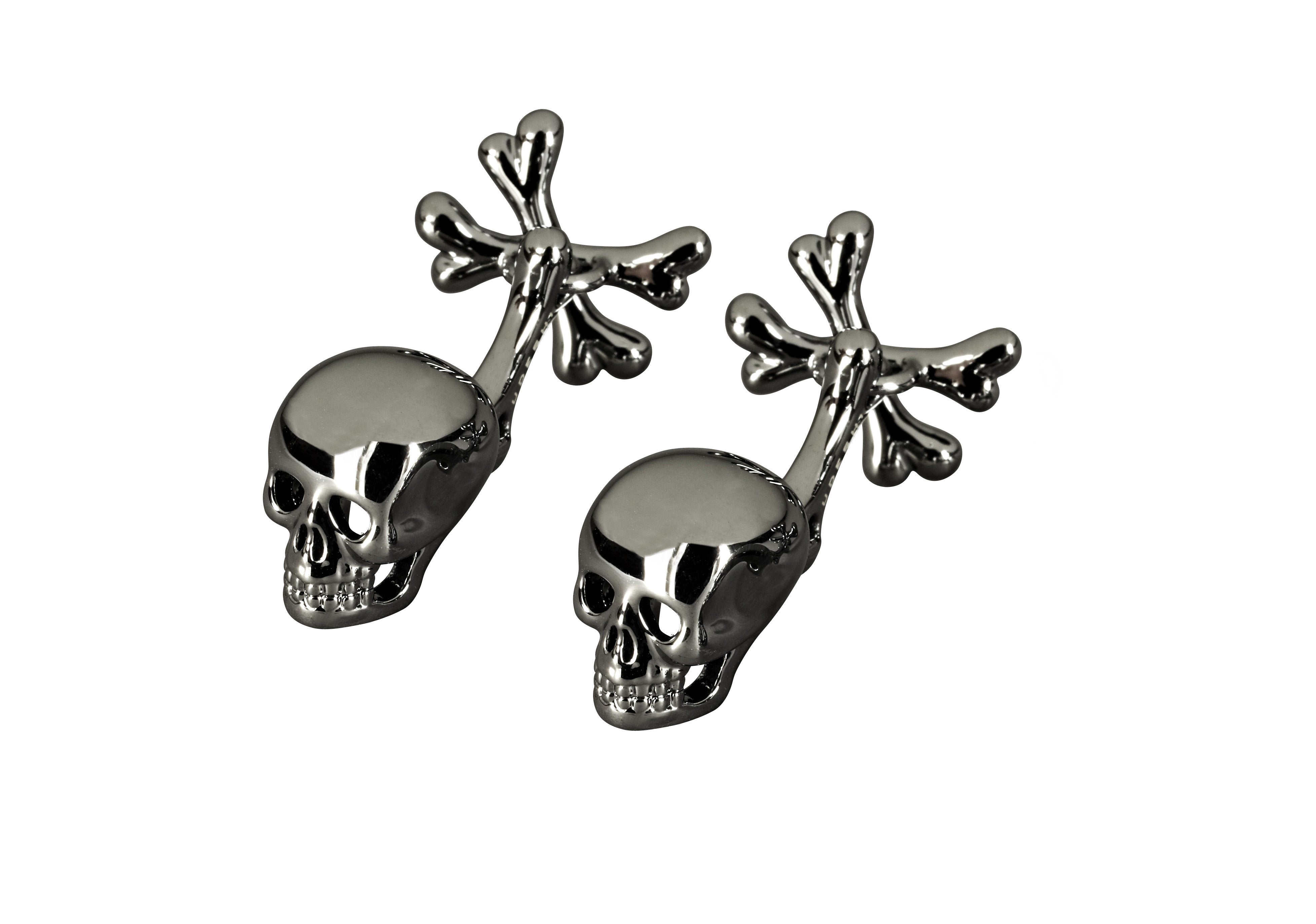 Skull and Cross Bone Cufflinks Gun Metal