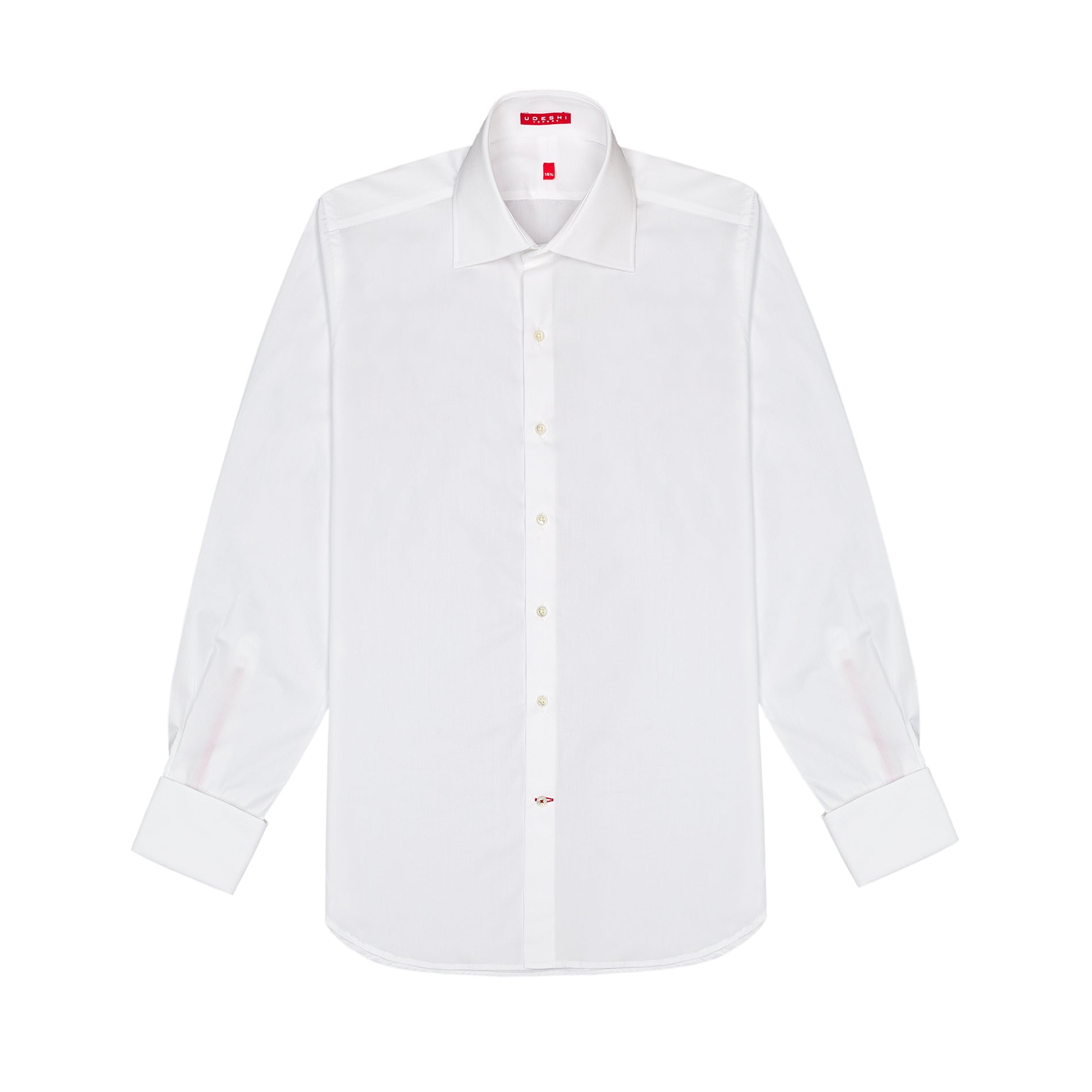 Connery Collar Shirt with Cocktail Cuff in White Swiss Poplin