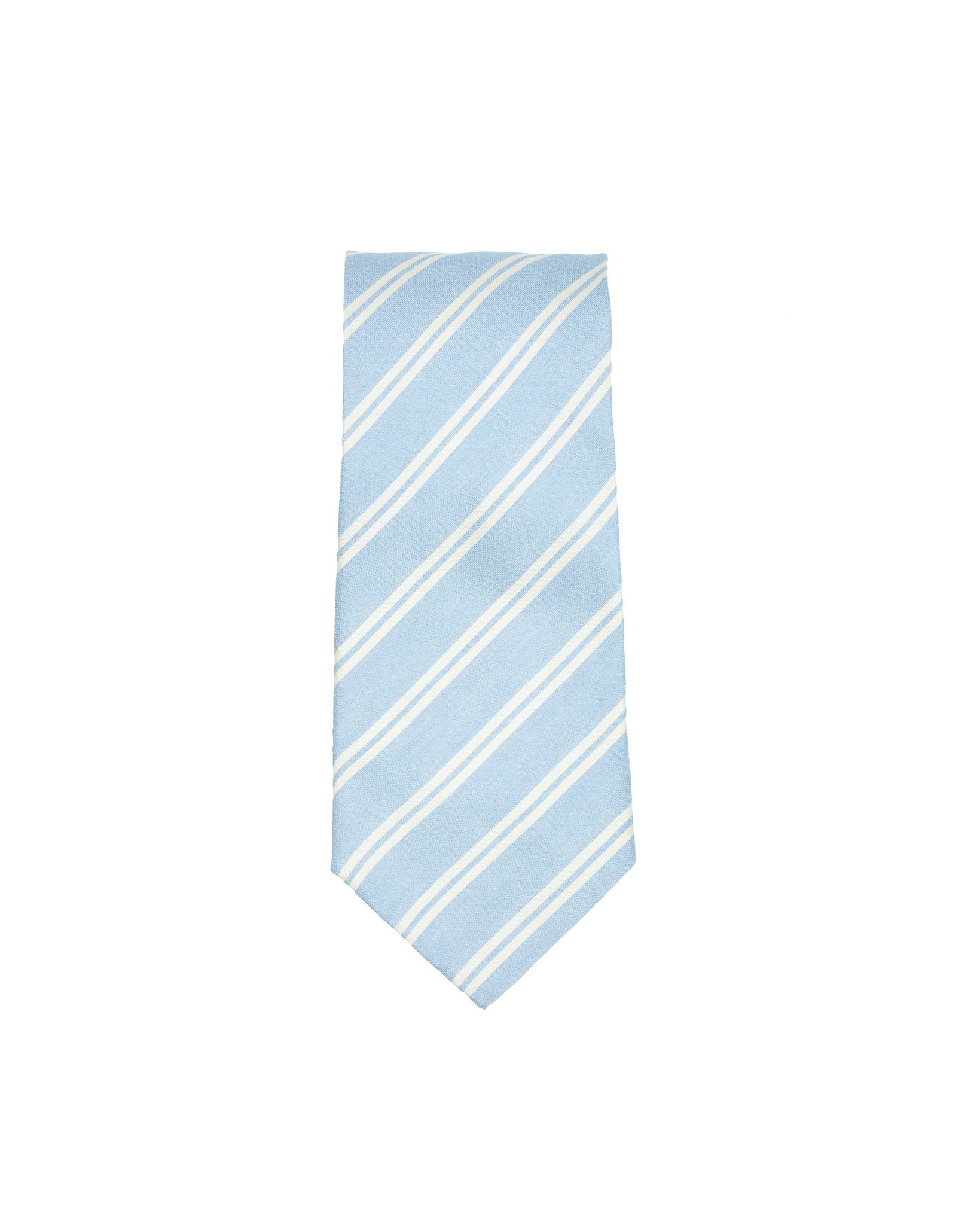 White Double Stripe Silk Linen Tie