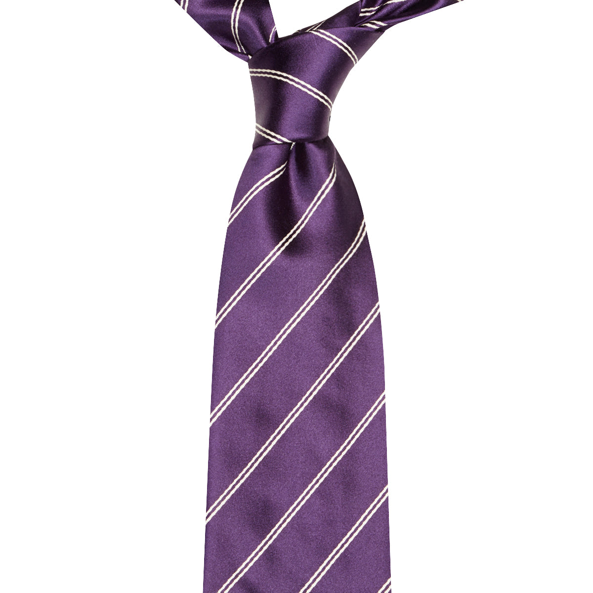 Double Stripe Mogador Silk Tie Purple