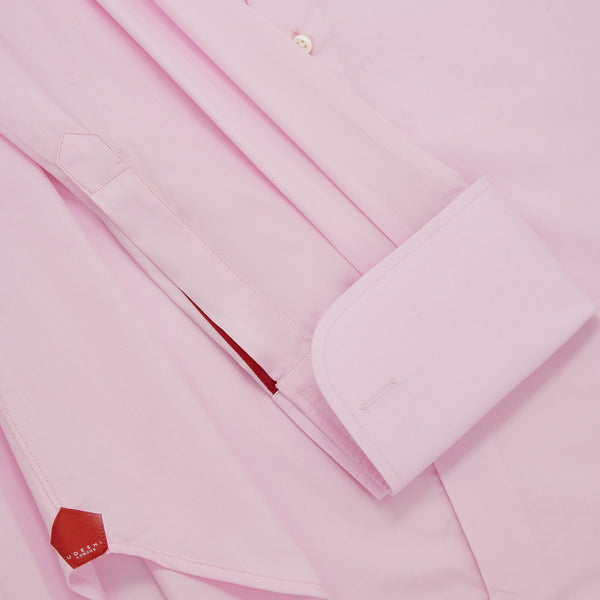 Connery Collar Shirt with Double Cuff in Pink Swiss Poplin