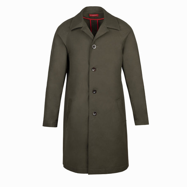 Olive Cotton Mac Coat