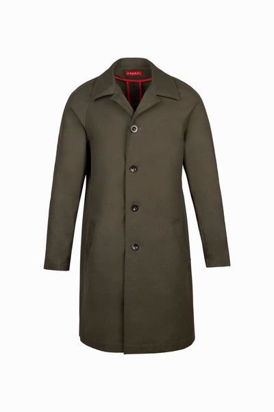 Olive Cotton Mac Coat