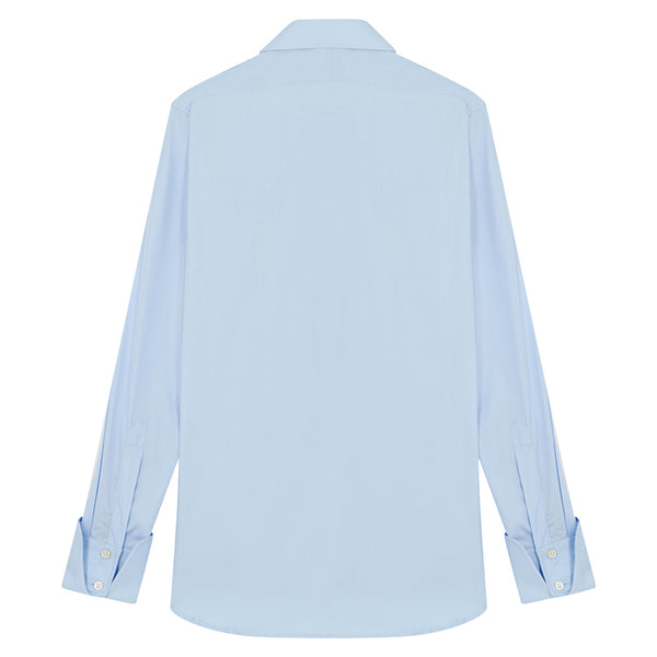Connery Collar Shirt with Cocktail Cuff in Blue Swiss Poplin