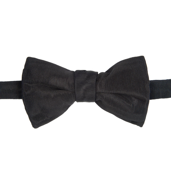 Moiré Repp Silk Bow Tie Black