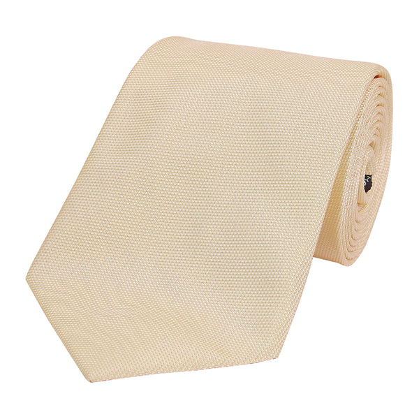 Plain Honeycomb Silk Tie Cream