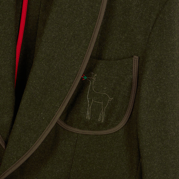 Udeshi green loden club jacket embroidery