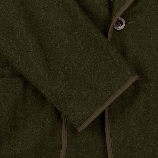 Udeshi green loden club jacket cuff detail
