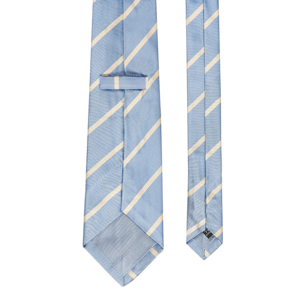 Satin Stripe Silk Tie Blue