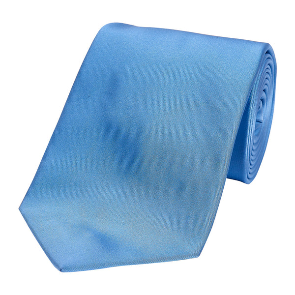 Plain Satin Silk Tie Medium Blue