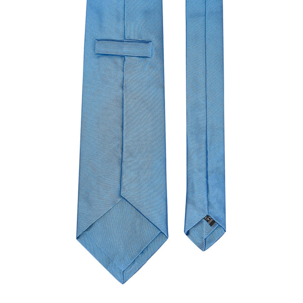 Plain Satin Silk Tie Medium Blue