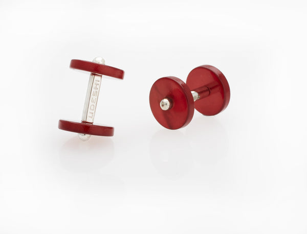 Disc Cufflinks Red Mother of Pearl