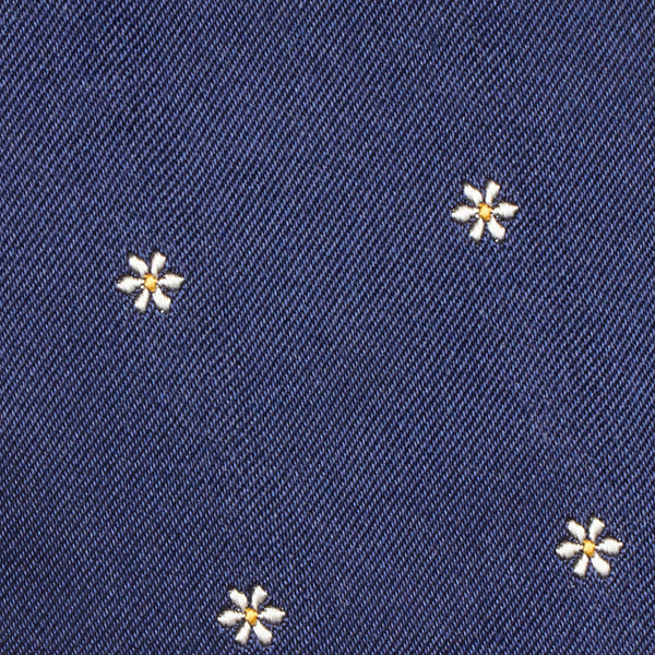 Flower Motif Silk Tie Navy