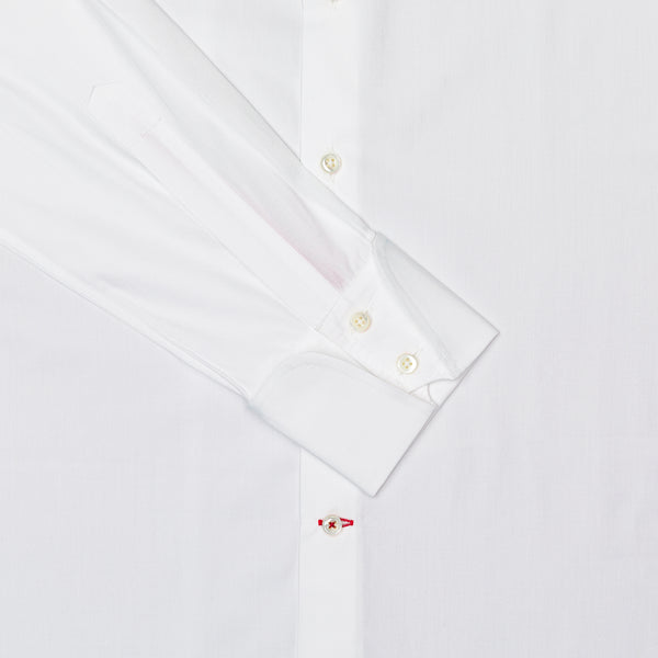 Connery Collar Shirt with Cocktail Cuff in White Swiss Poplin